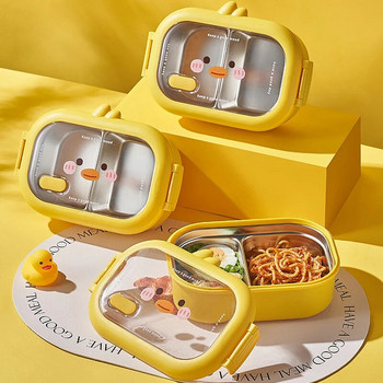 Преносима кутия за обяд от неръждаема стомана Непропусклива Kawaii Cartoon Bento Box Контейнер за храна в микровълнова фурна за деца Училище за пикник