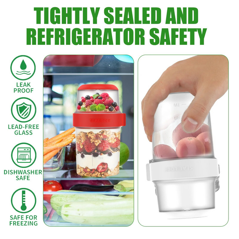 2 kom. Šalice zobene kaše za doručak Žitarice Orašasti plodovi Jogurt Posuda za salatu Staklenka Šalica za umak Poklopac Bento Tuppers Zdjela za hranu Kutija za ručak Kuhinjski gadget