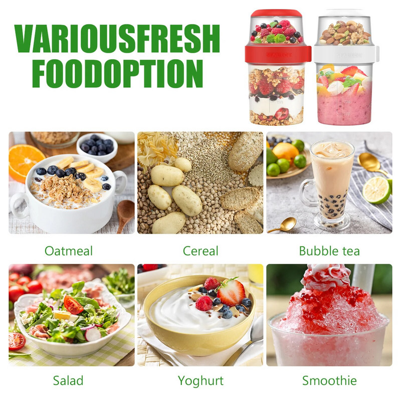 2 kom. Šalice zobene kaše za doručak Žitarice Orašasti plodovi Jogurt Posuda za salatu Staklenka Šalica za umak Poklopac Bento Tuppers Zdjela za hranu Kutija za ručak Kuhinjski gadget
