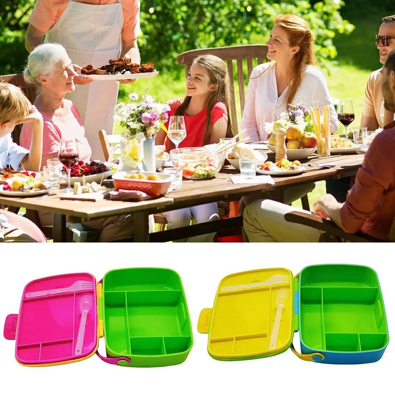 Nodalījuma pusdienu kaste Svaigi glabāšana ar rokturi Bento Box Pārnēsājama pusdienu kaste