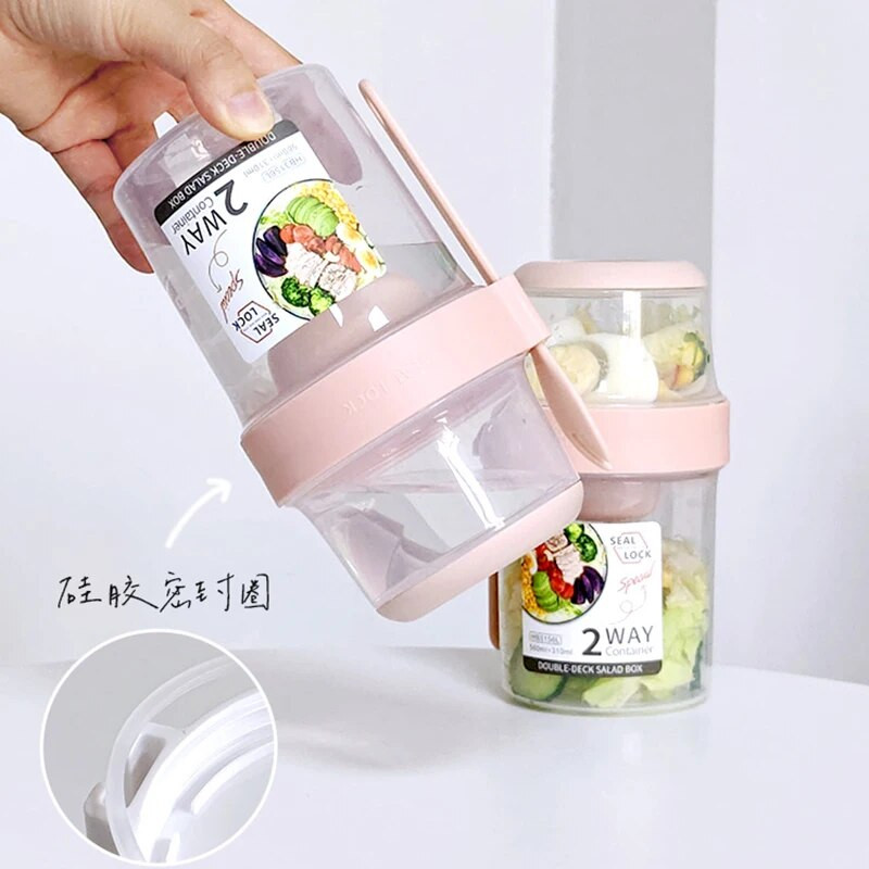 Kaasaskantav hommikusöögi salatitass kaerahelbe-helbe-pähklijogurti konteineri komplekt kahvlikastme tassi kaanega Bento toidukauss köögi lõunasöögikarp