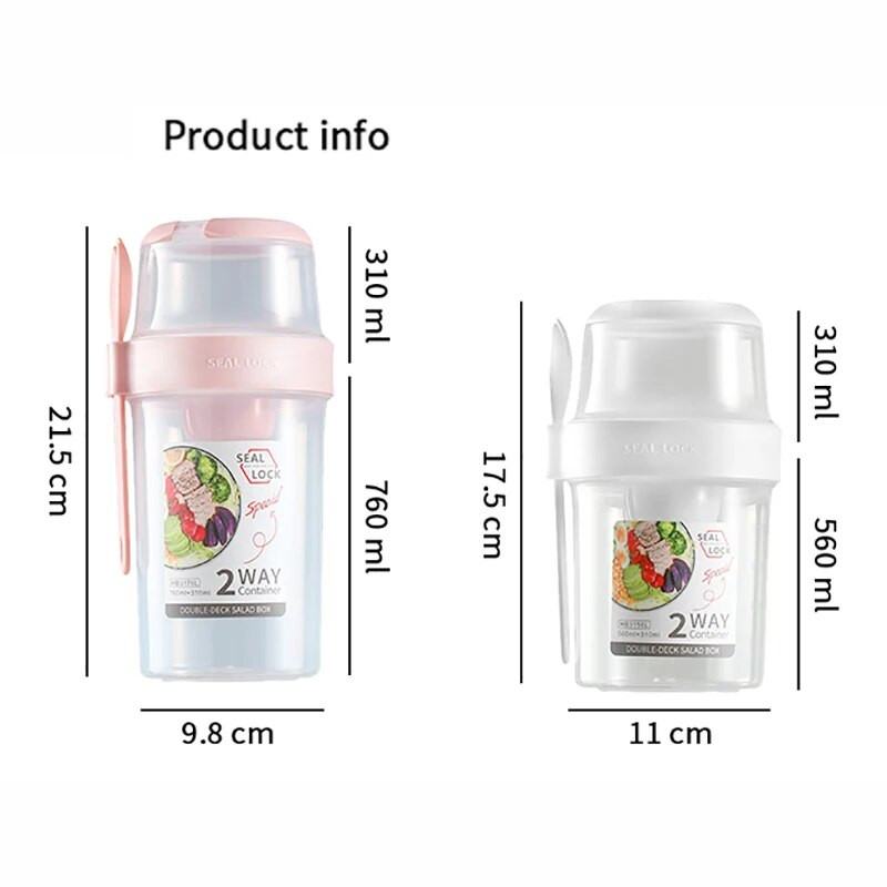 Kaasaskantav hommikusöögi salatitass kaerahelbe-helbe-pähklijogurti konteineri komplekt kahvlikastme tassi kaanega Bento toidukauss köögi lõunasöögikarp