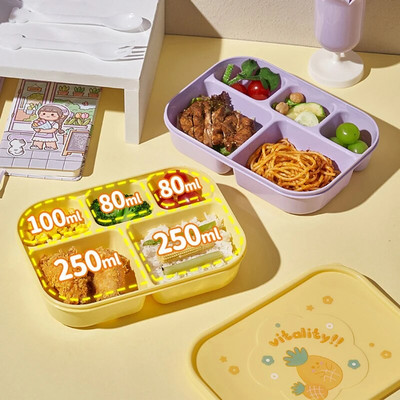 Кутия за обяд за деца Момичета с отделения Bento Lunchbox Училищни деца Непропускливи кутии за храна за деца Ново 2022 г.