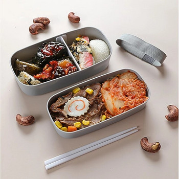 Нова двуслойна кутия Bento, преносим непропусклив контейнер за съхранение на храна, запечатан за пикник, училищна офис кутия за обяд, подходяща за микровълнова фурна