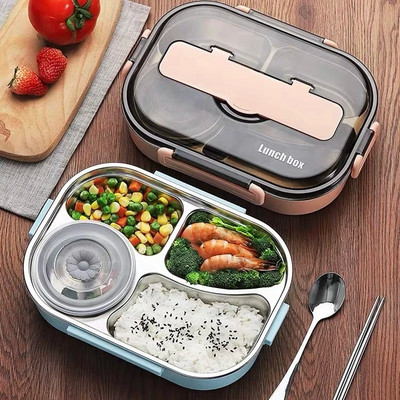 Αδιάβροχο Thermal Lunch Box 304 από ανοξείδωτο ατσάλι μόνωση μικροκυμάτων φορητό πολυλειτουργικό Hermetic Bento Boxes Δοχείο τροφίμων