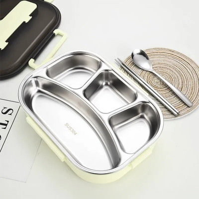 Necaurlaidīga termiskā pusdienu kaste 304 nerūsējošā tērauda izolācijas mikroviļņu krāsnī pārnēsājams daudzfunkcionāls hermētisks Bento kastes pārtikas konteiners