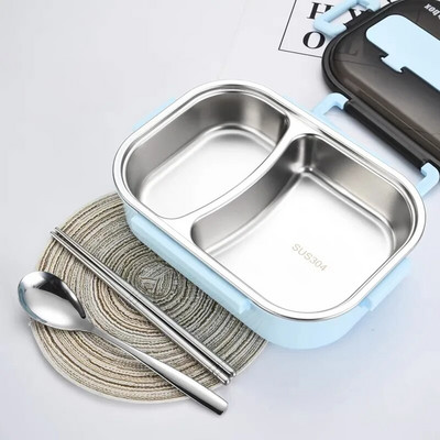 Necaurlaidīga termiskā pusdienu kaste 304 nerūsējošā tērauda izolācijas mikroviļņu krāsnī pārnēsājams daudzfunkcionāls hermētisks Bento kastes pārtikas konteiners