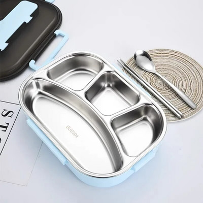Necaurlaidīga termiskā pusdienu kaste 304 nerūsējošā tērauda izolācijas mikroviļņu krāsnī pārnēsājams daudzfunkcionāls hermētisks Bento kastes pārtikas konteiners