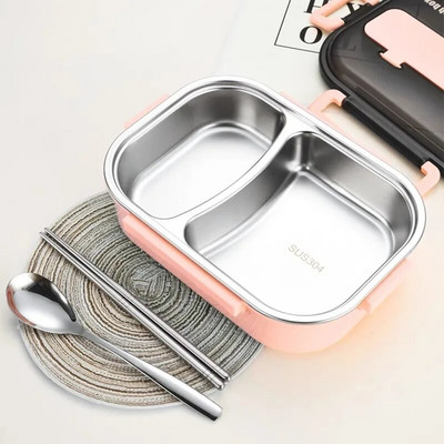 Necaurlaidīga termiskā pusdienu kaste 304 nerūsējošā tērauda izolācijas mikroviļņu krāsnī pārnēsājams daudzfunkcionāls hermētisks Bento kastes pārtikas konteiners