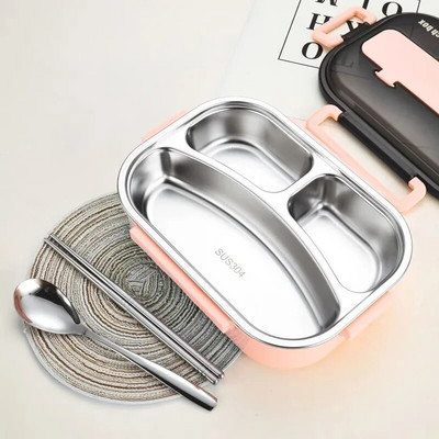 Necaurlaidīga termiskā pusdienu kaste 304 nerūsējošā tērauda izolācijas mikroviļņu krāsnī pārnēsājams daudzfunkcionāls hermētisks Bento kastes pārtikas konteiners