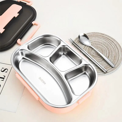 Necaurlaidīga termiskā pusdienu kaste 304 nerūsējošā tērauda izolācijas mikroviļņu krāsnī pārnēsājams daudzfunkcionāls hermētisks Bento kastes pārtikas konteiners