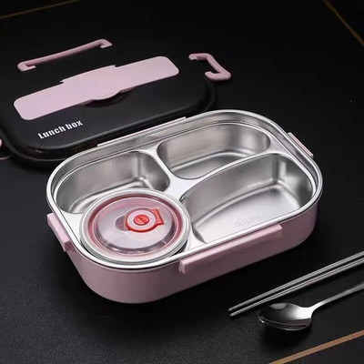 Necaurlaidīga termiskā pusdienu kaste 304 nerūsējošā tērauda izolācijas mikroviļņu krāsnī pārnēsājams daudzfunkcionāls hermētisks Bento kastes pārtikas konteiners