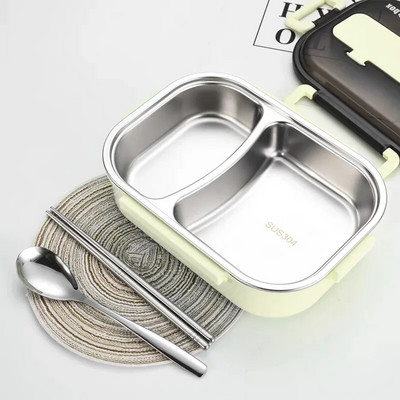 Necaurlaidīga termiskā pusdienu kaste 304 nerūsējošā tērauda izolācijas mikroviļņu krāsnī pārnēsājams daudzfunkcionāls hermētisks Bento kastes pārtikas konteiners