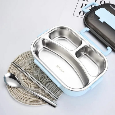 Necaurlaidīga termiskā pusdienu kaste 304 nerūsējošā tērauda izolācijas mikroviļņu krāsnī pārnēsājams daudzfunkcionāls hermētisks Bento kastes pārtikas konteiners