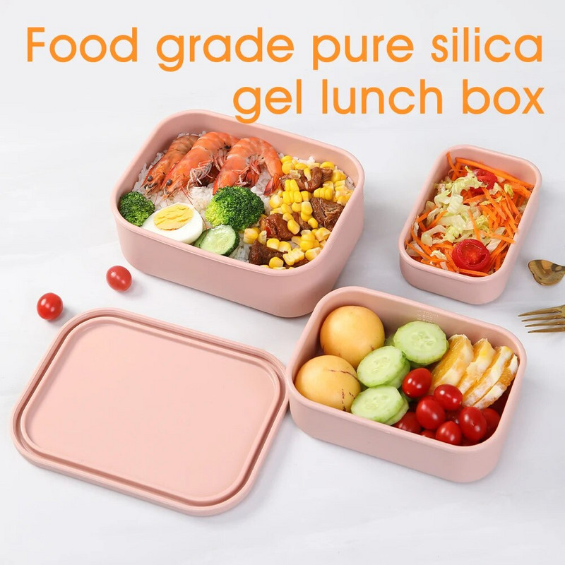 Silikona Bento Boxes pusdienu trauks, YONGHAO necaurlaidīgs pusdienu trauks, nesatur BPA, var mazgāt trauku mazgājamā mašīnā