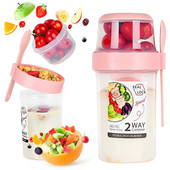 Brokastu krūzes bērniem graudaugu riekstu jogurta salātu trauks ar dakšiņu pārtikas uzglabāšanas katli komplekts mērce auzu piena glāze Bento pusdienu kaste