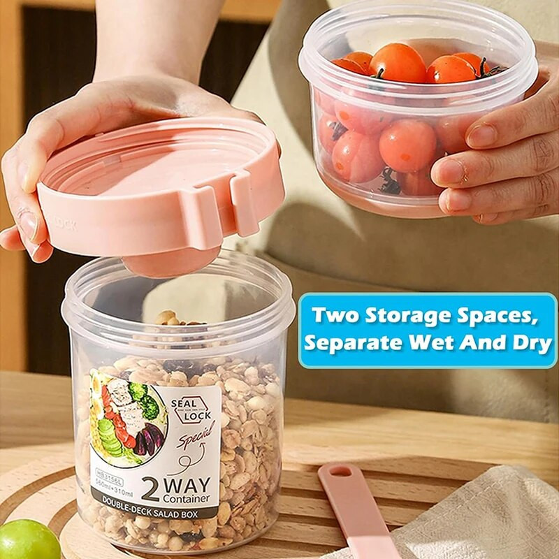 Brokastu krūzes bērniem graudaugu riekstu jogurta salātu trauks ar dakšiņu pārtikas uzglabāšanas katli komplekts mērce auzu piena glāze Bento pusdienu kaste