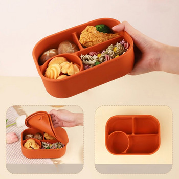 Силиконова кутия за обяд Микровълнова фурна Отопление Crisper Кутия за съхранение Преносима решетка Запечатана кутия за обяд Bento Предотвратява неприятна миризма Кутия за храна