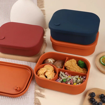 Силиконова кутия за обяд Микровълнова фурна Отопление Crisper Кутия за съхранение Преносима решетка Запечатана кутия за обяд Bento Предотвратява неприятна миризма Кутия за храна