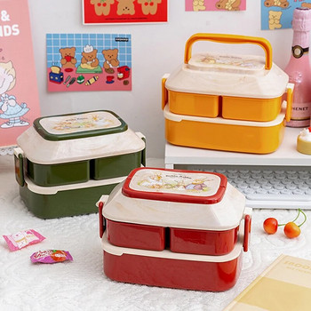 Κουτί ιαπωνικού στυλ Kawaii Bento για κορίτσια, Παιδιά σχολικής ηλικίας Κουτί μεσημεριανού πικνίκ με θήκες Δοχεία αποθήκευσης τροφίμων σε φούρνο μικροκυμάτων