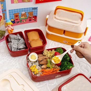 Κουτί ιαπωνικού στυλ Kawaii Bento για κορίτσια, Παιδιά σχολικής ηλικίας Κουτί μεσημεριανού πικνίκ με θήκες Δοχεία αποθήκευσης τροφίμων σε φούρνο μικροκυμάτων
