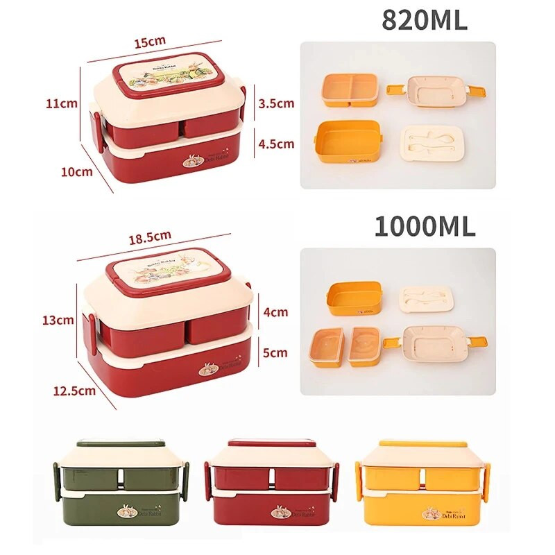 Jaapani stiilis Kawaii Bento kast tüdrukutele koolilastele pikniku lõunasöögikarp koos sektsioonidega mikrolaineahju toidu säilituskonteinerid