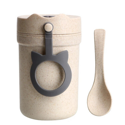 Nisuõlgedest supikarp, suletud 330 ml hommikusöögi tassi einevalmistus Bento Box keskkonnasõbralik kaasaskantav laste lõunakarp Lekkekindel