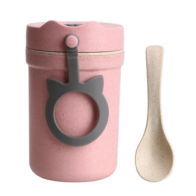 Nisuõlgedest supikarp, suletud 330 ml hommikusöögi tassi einevalmistus Bento Box keskkonnasõbralik kaasaskantav laste lõunakarp Lekkekindel