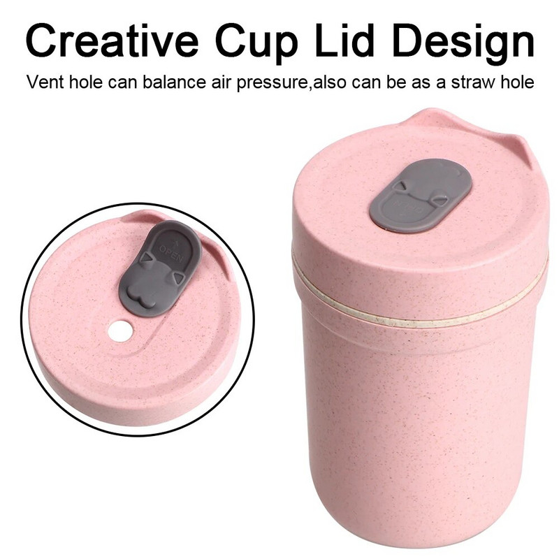 Nisuõlgedest supikarp, suletud 330 ml hommikusöögi tassi einevalmistus Bento Box keskkonnasõbralik kaasaskantav laste lõunakarp Lekkekindel