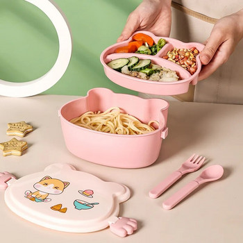 Κουτί μεσημεριανού γεύματος για παιδικά κορίτσια Διπλή στρώση με θήκες Bento Lunchbox School Child Αδιάβροχα Παιδικά Κουτιά σνακ για παιδιά Νέα