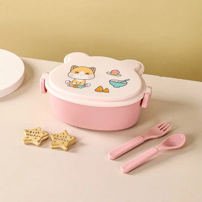 Pusdienu kaste bērniem, meitenēm, divslāņu ar nodalījumiem Bento pusdienu kaste skolai bērniem, necaurlaidīgas bērnu pārtikas uzkodu kastes Jaunums