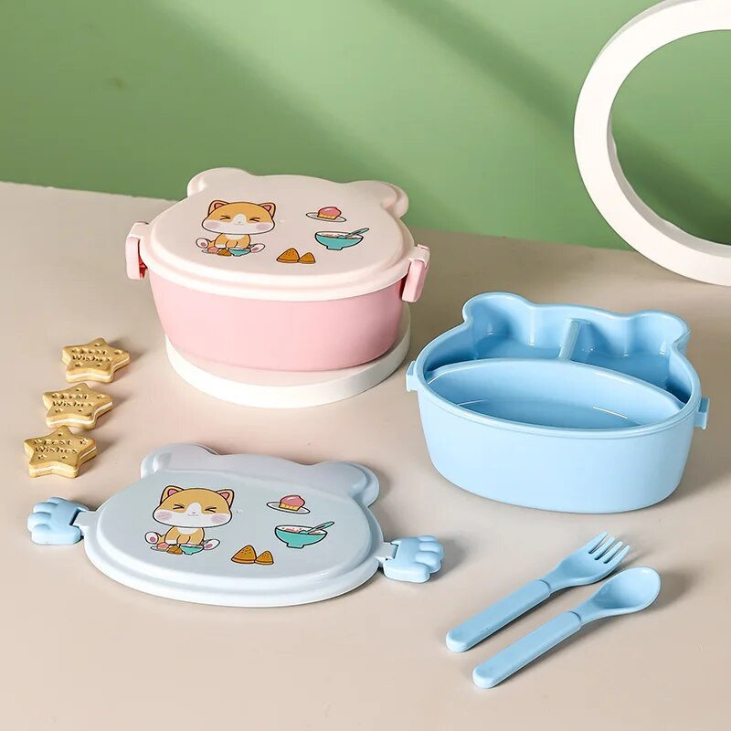 Pusdienu kaste bērniem, meitenēm, divslāņu ar nodalījumiem Bento pusdienu kaste skolai bērniem, necaurlaidīgas bērnu pārtikas uzkodu kastes Jaunums