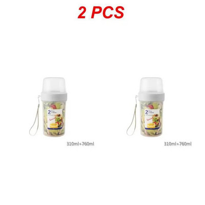 1/2GAB Brokastu auzu pārslu graudaugu riekstu jogurta salātu kauss blīvējuma konteinera komplekts ar dakšiņu mērces krūzes vāku Bento Tuppers pārtikas konusveida bļoda