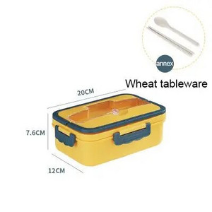 Bento Box Ιαπωνικό στυλ για παιδιά Μαθητικό δοχείο φαγητού Σιταρένιο άχυρο στεγανό Τετράγωνο κουτί γεύματος με θήκη