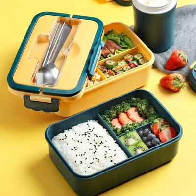 Bento Box Ιαπωνικό στυλ για παιδιά Μαθητικό δοχείο φαγητού Σιταρένιο άχυρο στεγανό Τετράγωνο κουτί γεύματος με θήκη