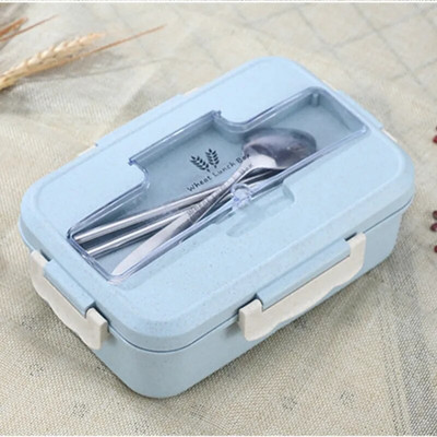 Bento Box Ιαπωνικό στυλ για παιδιά Μαθητικό δοχείο φαγητού Σιταρένιο άχυρο στεγανό Τετράγωνο κουτί γεύματος με θήκη
