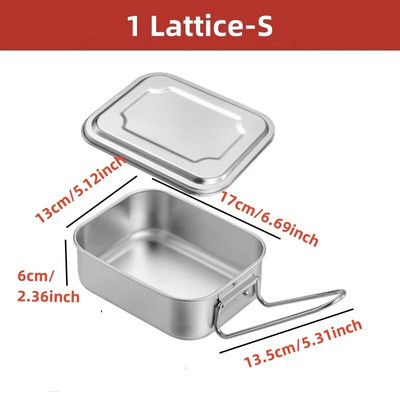 304 nerūsējošā tērauda Bento pusdienu kaste ar rokturi studentu lielas ietilpības kvadrātveida aizzīmogotiem nodalījumiem pārtikas uzglabāšanas traukiem