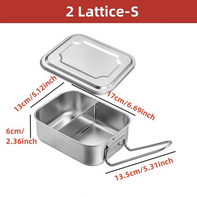 304 nerūsējošā tērauda Bento pusdienu kaste ar rokturi studentu lielas ietilpības kvadrātveida aizzīmogotiem nodalījumiem pārtikas uzglabāšanas traukiem