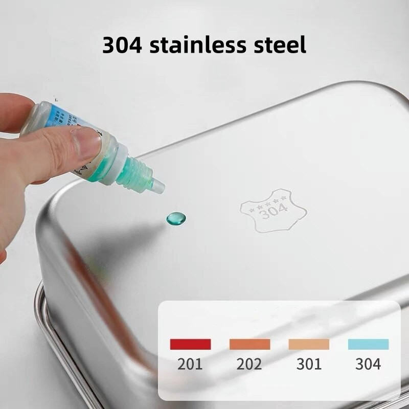 304 nerūsējošā tērauda Bento pusdienu kaste ar rokturi studentu lielas ietilpības kvadrātveida aizzīmogotiem nodalījumiem pārtikas uzglabāšanas traukiem