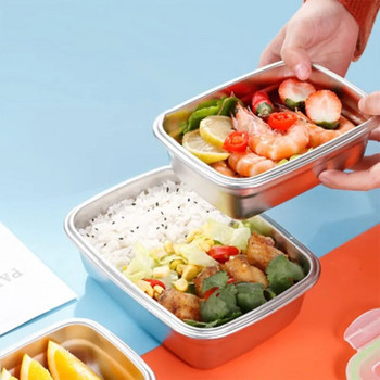 Κουτί μεσημεριανού γεύματος 304 από ανοξείδωτο ατσάλι Κουτί φρεσκάδας Κορεατικό ορθογώνιο σφραγισμένο κουτί με καπάκι Ψυγείο τροφίμων Ψυγείο Κουτί γεύματος