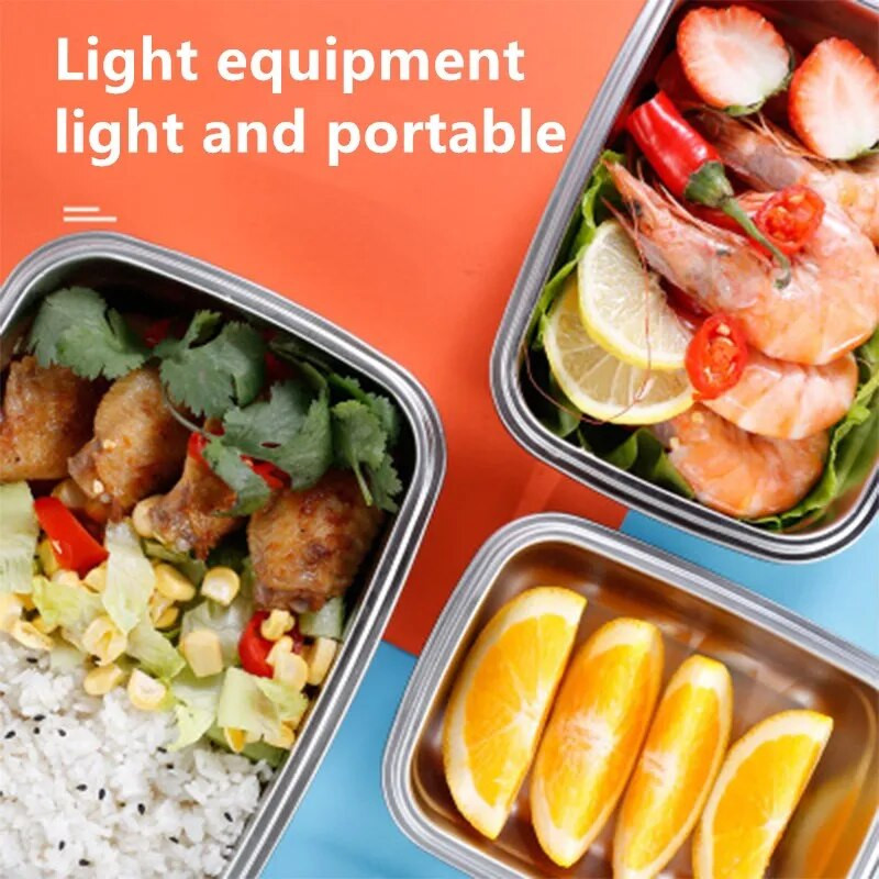 304 Nerūsējošā tērauda pusdienu kaste Svaigi saglabājama korejiešu taisnstūrveida slēgta kaste ar vāku Pārtikas ledusskapis Atdzesēta pusdienu kaste