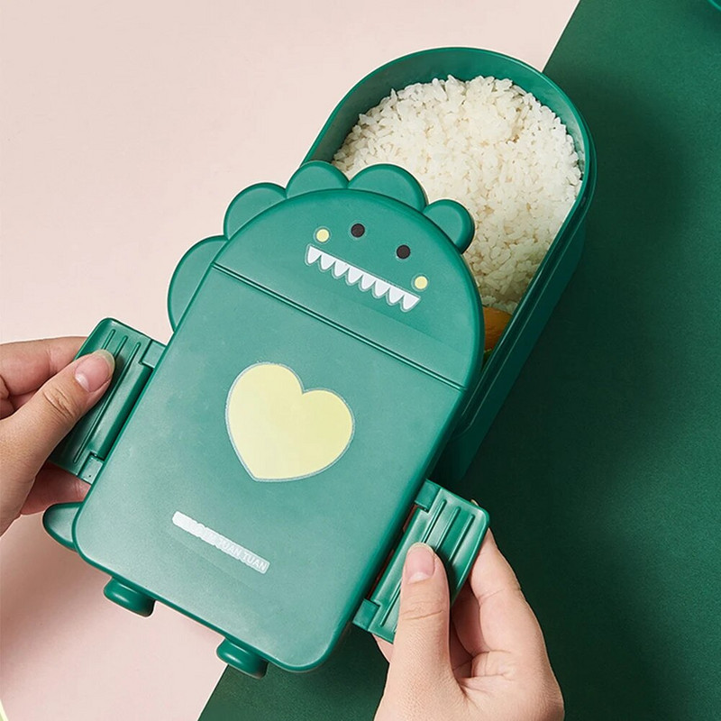 Unisex dinozaurų priešpiečių dėžutė, mikrobangų krosnelės indai studentams, suaugusiems skirtos kelios grotelės priešpiečių dėžutės izoliacija.