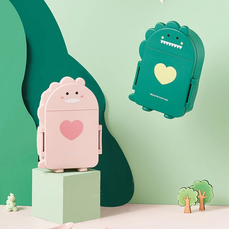 Unisex dinozaurų priešpiečių dėžutė, mikrobangų krosnelės indai studentams, suaugusiems skirtos kelios grotelės priešpiečių dėžutės izoliacija.