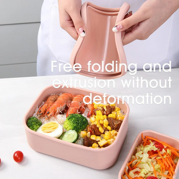 Κουτί μεσημεριανού γεύματος σιλικόνης Bento με προστασία από διαρροές, φιλικά προς το περιβάλλον Κουτιά αποθήκευσης Bento, χωρίς BPA, φούρνο μικροκυμάτων, καταψύκτη και πλυντήριο πιάτων