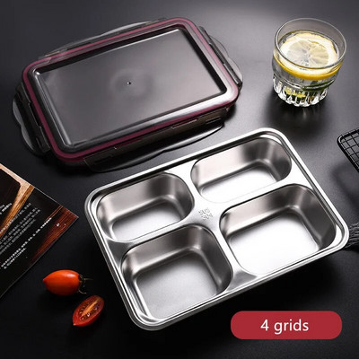 304 roostevabast terasest poolitatud lõunakarbiga kaanega õhtusöögitaldrik metallist suletud toidu hoiukonteinerid Koolilaste söökla