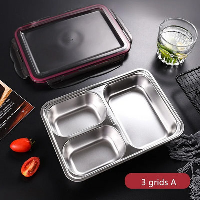 304 roostevabast terasest poolitatud lõunakarbiga kaanega õhtusöögitaldrik metallist suletud toidu hoiukonteinerid Koolilaste söökla