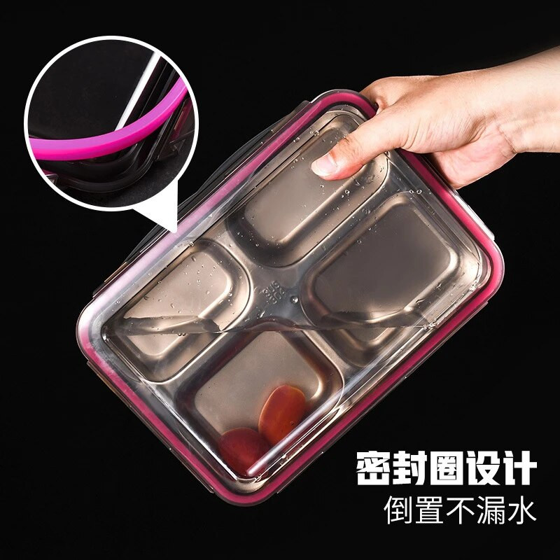 304 roostevabast terasest poolitatud lõunakarbiga kaanega õhtusöögitaldrik metallist suletud toidu hoiukonteinerid Koolilaste söökla