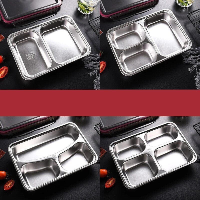304 roostevabast terasest poolitatud lõunakarbiga kaanega õhtusöögitaldrik metallist suletud toidu hoiukonteinerid Koolilaste söökla