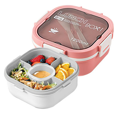 Laste lõunakarp 1200 ml lekkekindel BPA-vaba Bento Box lõunasöögikonteinerid väikelastele Sisseehitatud korduvkasutatavad lusikad Nõudepesumasin #20