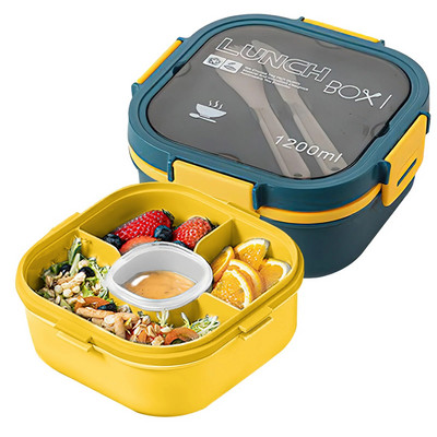 Laste lõunakarp 1200 ml lekkekindel BPA-vaba Bento Box lõunasöögikonteinerid väikelastele Sisseehitatud korduvkasutatavad lusikad Nõudepesumasin #20